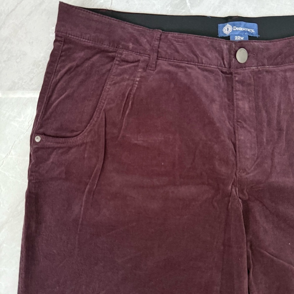 Women’s Democracy "Ab"solution Skyrise Wide Leg Corduroy Pants Tulip Hem 22W - Picture 4 of 16